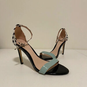 Aldo women’s patent leather polka dotted strap‎ toe heels — size 8